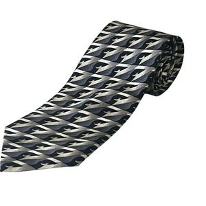 Carlos Devenezia tie 100% Silk Black Taupe Blue Barcelona